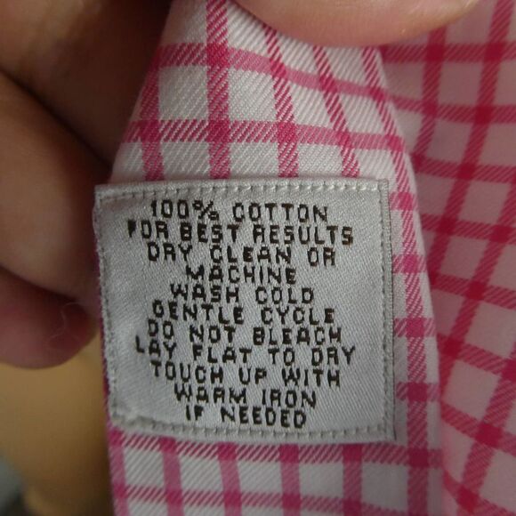 Peter Millar Pink White Grid Check Short Sleeve Button Down Dress Shirt Medium - Picture 9 of 10